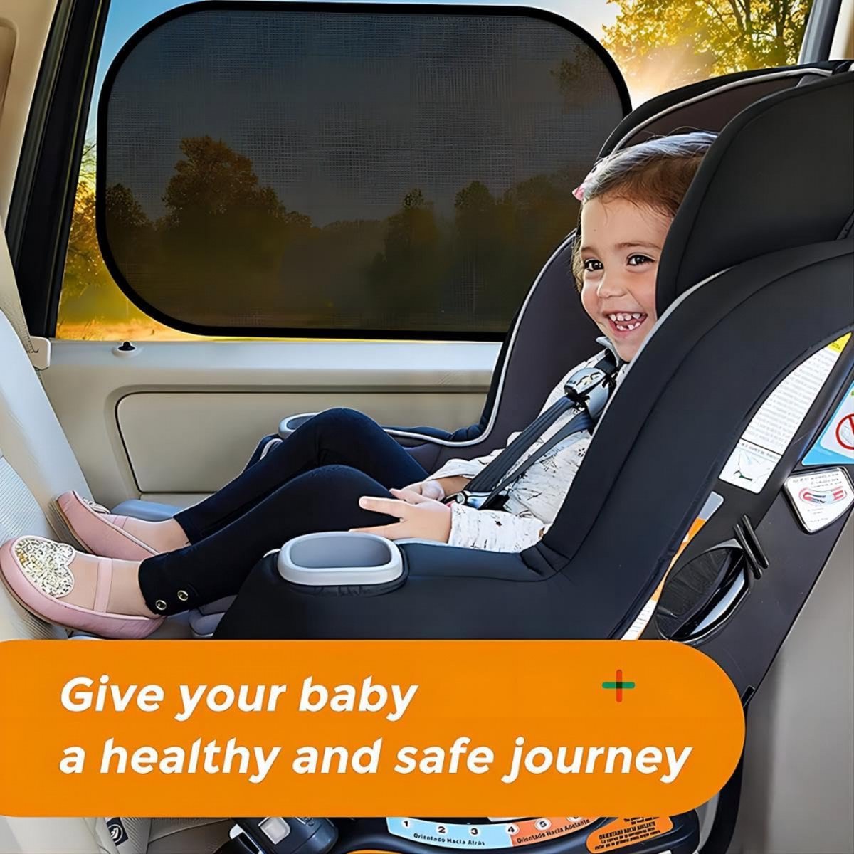 Car Sunshade - Car Sunshade Side Window - 1 Pair 50 x 30 Cm and 1 Pair 44 x 38 Cm - Baby Car Sunshade - Electrostatic Adsorption - Privacy Protection - Car Sun Protection - UV Protection - Side Window - Safe Driving - With Storage Bag - Black