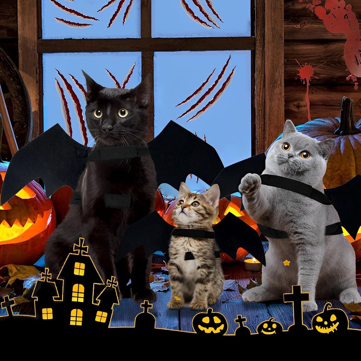 Dog - Cat - Creative Animal Clothing - Dog Costume - Halloween - Christmas - Bat Wings - Cat Clothing - Christmas Clothing - Bat Wings Costume - Black - for Home / Party / Festival / Christmas / Halloween / Christmas