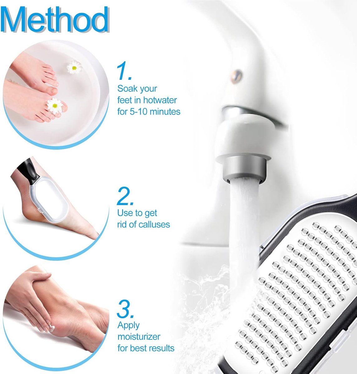 Professional Foot File - 2 Pieces - Callus File - Callus Rasp - Callus Shaver - Professional Callus Removers - Pedicure - Callus Rasp - Ergonomic Design - Stainless Steel - For Wet and Dry Use - Foot Care Callus - Callus Remover - Black and White