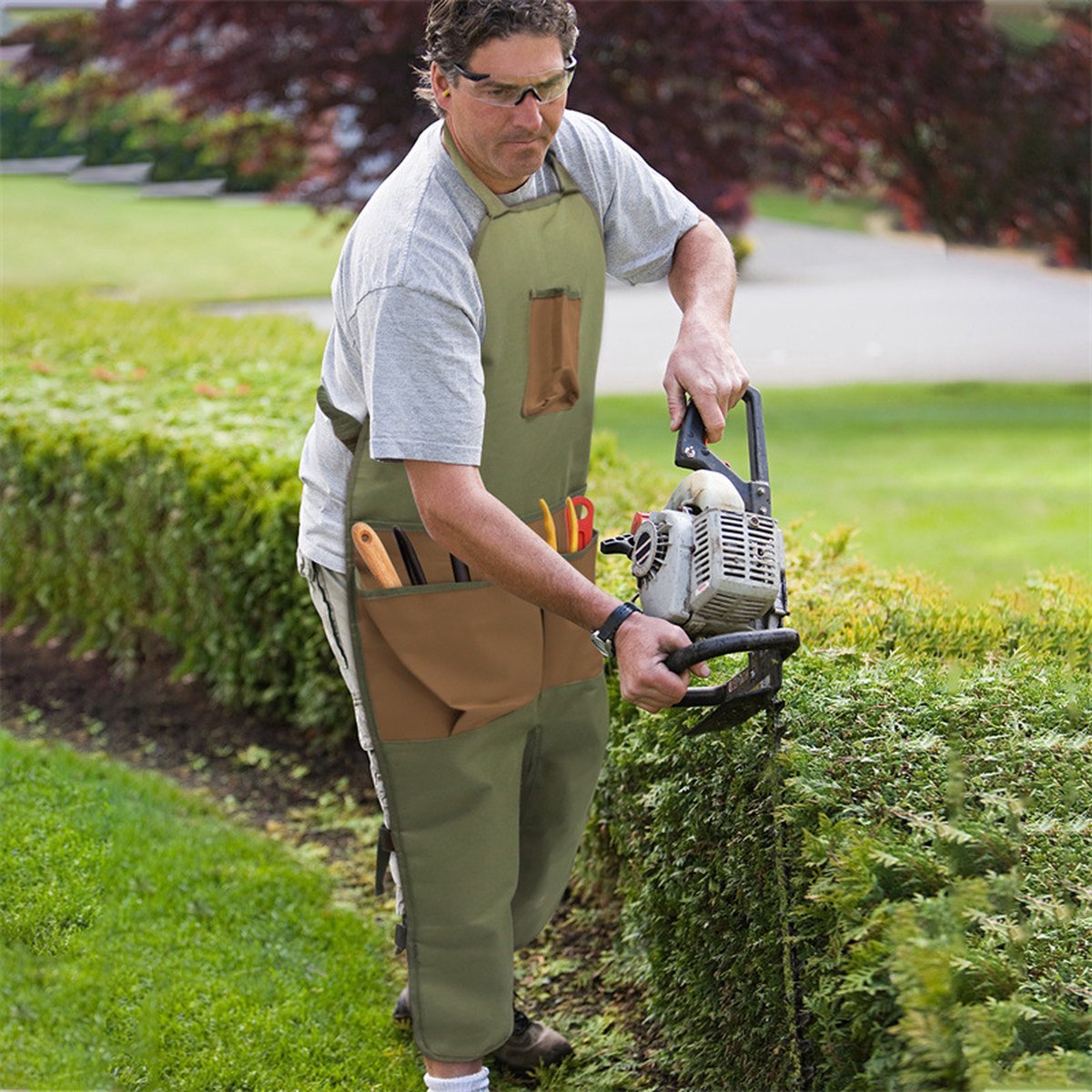Apron - Work Apron - 6 Pockets - Adjustable - Durable - High Quality Oxford Cloth - Hobby Apron - Carpenter Apron - Canvas Apron - BBQ Apron - Garden Apron - Multifunctional Apron - Green - For Men's Workshop