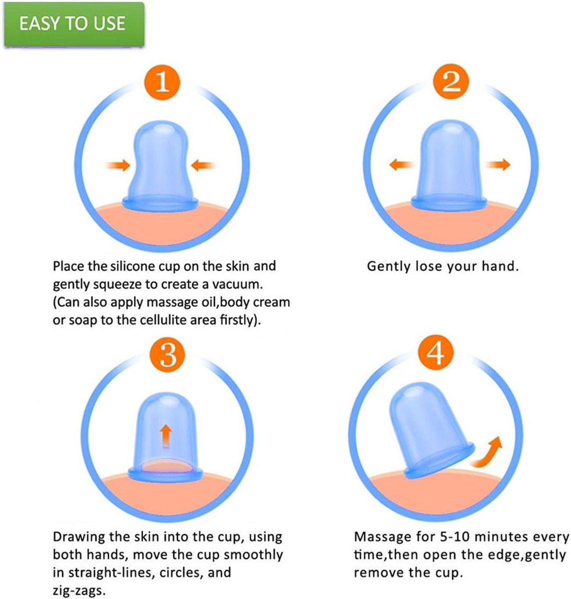 Cellulite Cups - Cupping For Cellulite - Premium Quality Cupping Set (7-Piece) - Cupping Cups - Full Body - Cupping Cups Massage - For Face, Arms And Legs - Blue - Vacuum Silicone Cupping Set - Anti-Orange Peel - Anti-Cellulite Massage