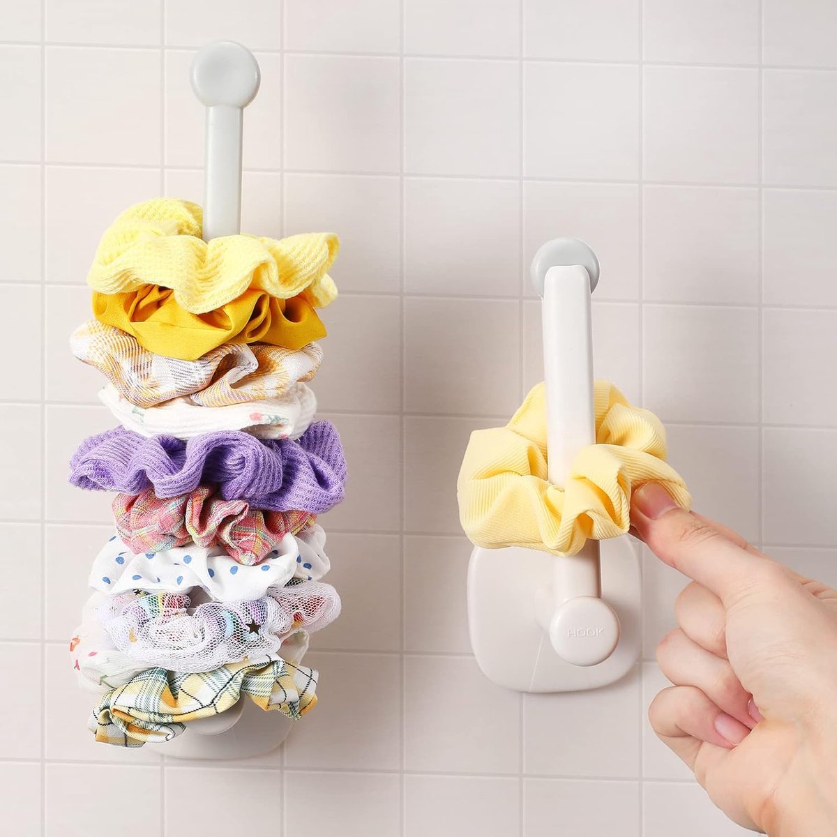 Towel Hook - 2 Pieces - Wall Hook - Coat Hook - Hanging Hook - Adjustable Hook - Hooks - Towel Hooks - Kitchen Roll Holder - No Drilling Required - Stainless Steel - Self-Adhesive - Tea Towel Hanger - For Kitchen/Bathroom/Garage/Office - White