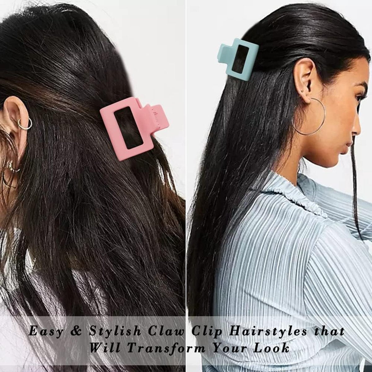 Hair Clips - Hair Clips - 4 Pieces - Hair Clip - Elegance & Refined - Anti-Tangle Hair Clips - Nude Colors - Matte - Square - Hair Claw - Hair Pin - Hair Clip for Women - Does Not Fall Off - Does Not Damage Hair - Gift for Woman
