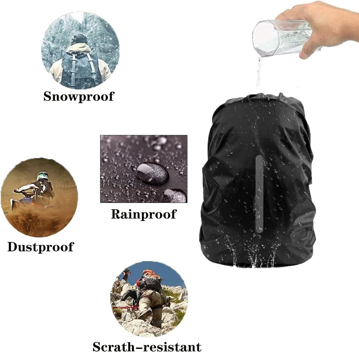 2-Piece Waterproof Backpack Cover - Reflective Rain Cover Backpack - 30 to 40 Liters - Waterproof Backpack Rain Cover - Reflective Backpack Covers in Polyester - Pink & Green - Size M - Waterproof Backpack Cover for Outdoor Hiking Driving Climbing