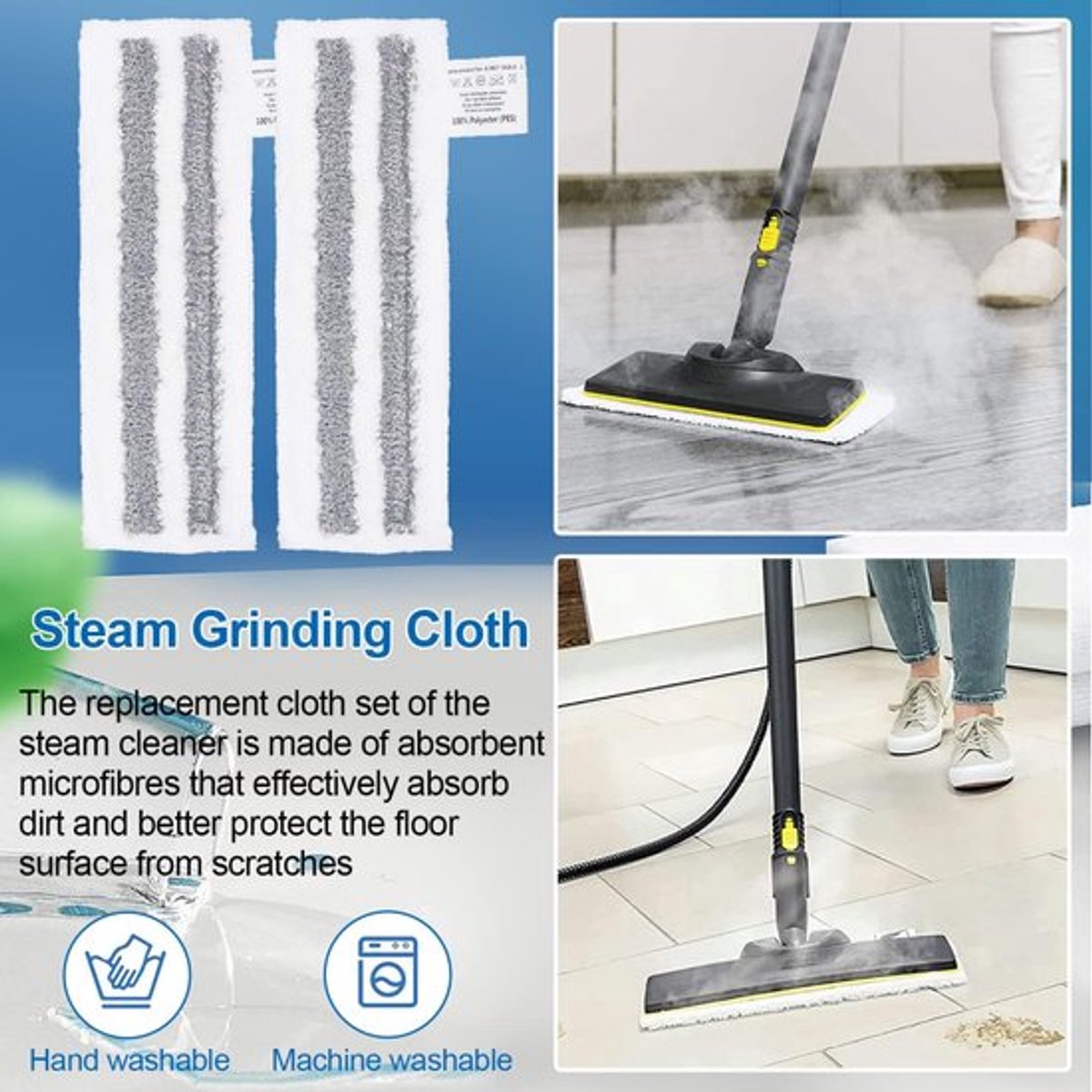 Accessory Set Suitable For Kärcher Easyfix Sc2, Sc3, Sc4 & Sc5 - Steam Cleaner Accessories - 12-Piece - Replacement Microfiber Cloths - Mop Pad - Steam Cleaner Brushes - Replacement Parts - Powerful Stain Removal