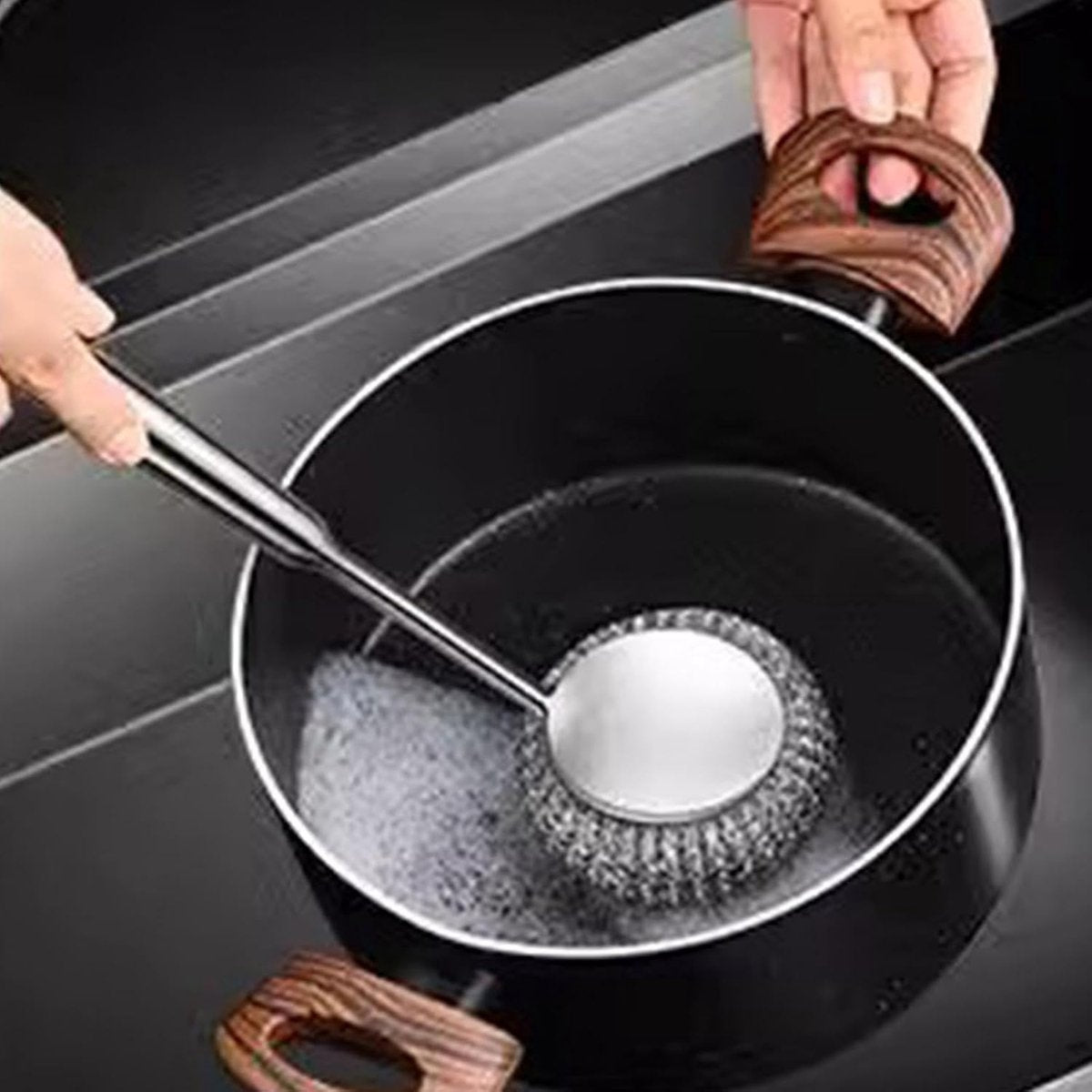Dish Brush - 2 Pieces - Dish Brushes - Cleaning Brush with Handle - Household Products - Cleaning Products - Household Kitchen Accessories - Cleaning - Washing Up - 27 Cm - Black
