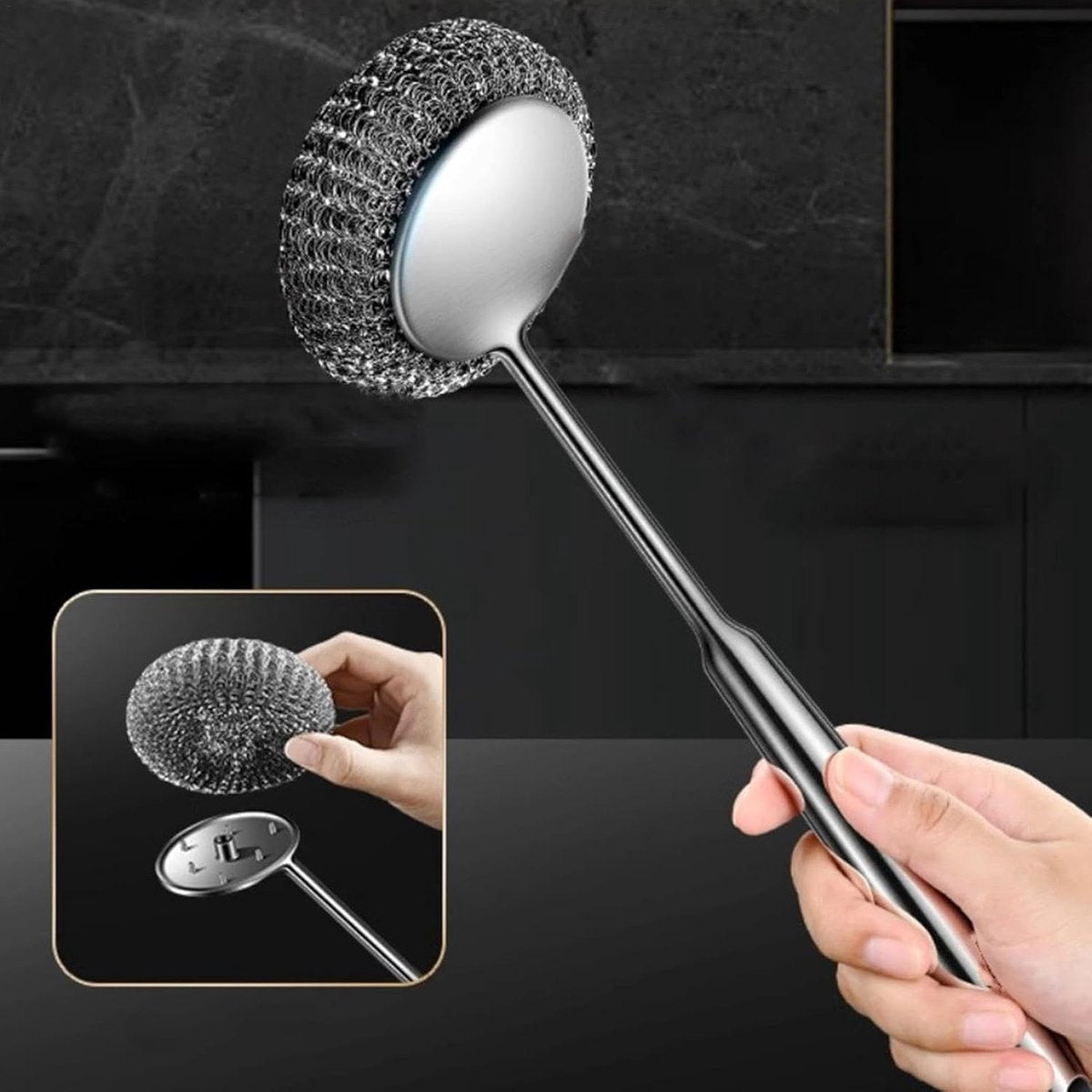 Dish Brush - 2 Pieces - Dish Brushes - Cleaning Brush with Handle - Household Products - Cleaning Products - Household Kitchen Accessories - Cleaning - Washing Up - 27 Cm - Black
