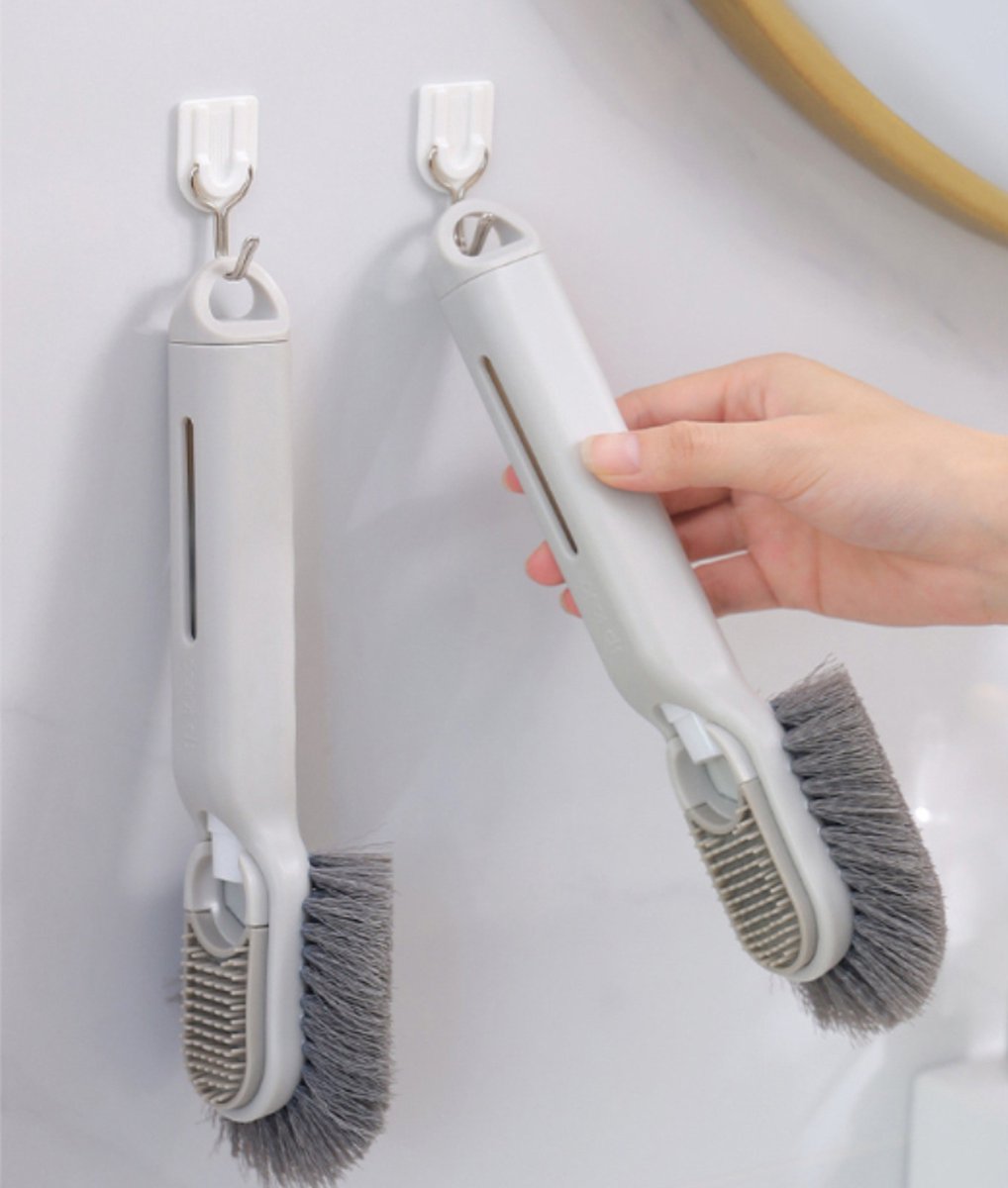 Shoe Cleaning Brush - Shoe Brush - Set of 2 Multifunctional Liquid Shoe Brushes - Refillable - Cleaning - Brush - Brush for Shoes - Shoe Care - Soft with Liquid Box