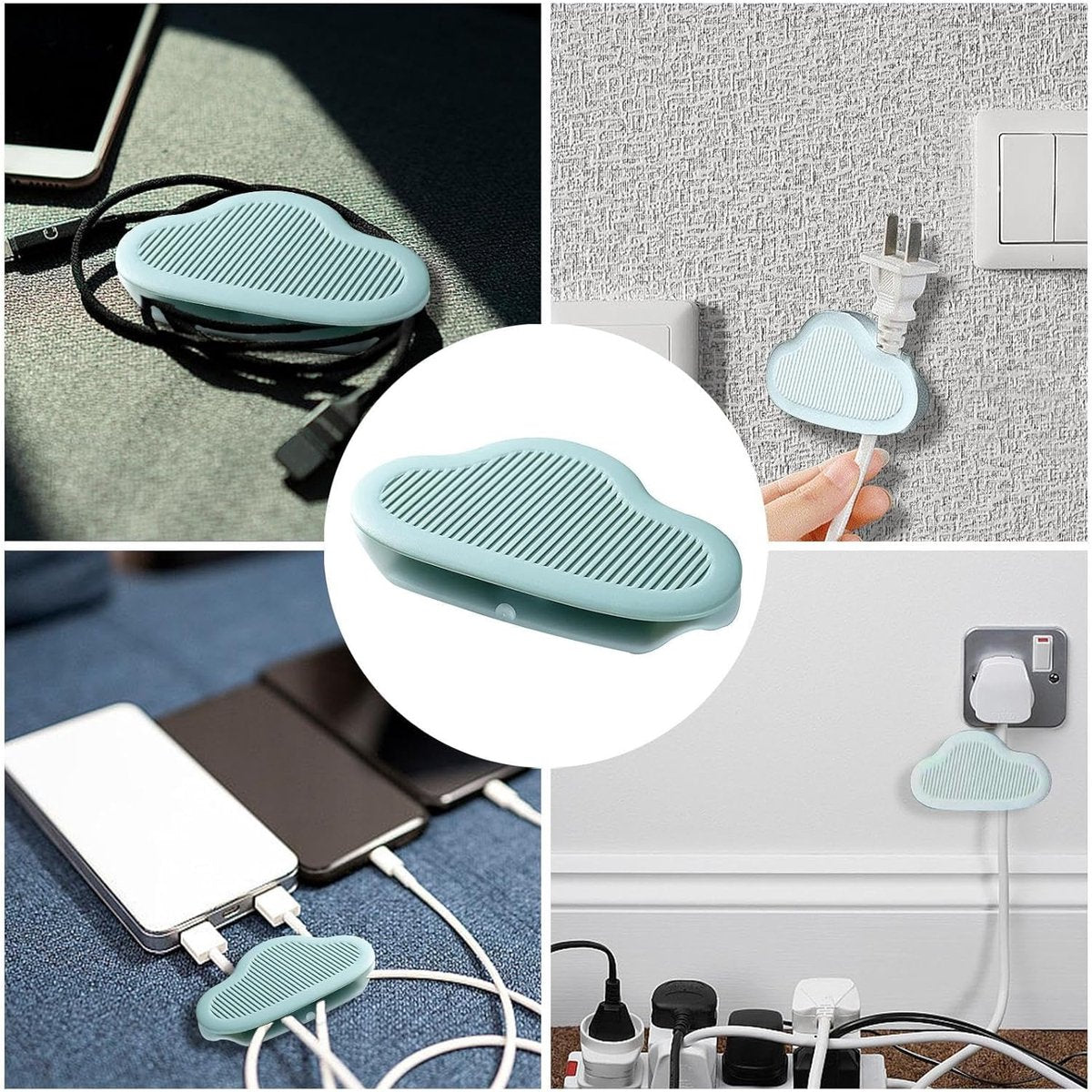 Cable Clips - 8 Pieces - Wire Organizer - Cable Holder - Cable Management - Cable Ties - Cable Organizer - Cable Organizer - Self-Adhesive - For Desk/Wall/Car/Office - For Headphones/Mouse/USB Cable