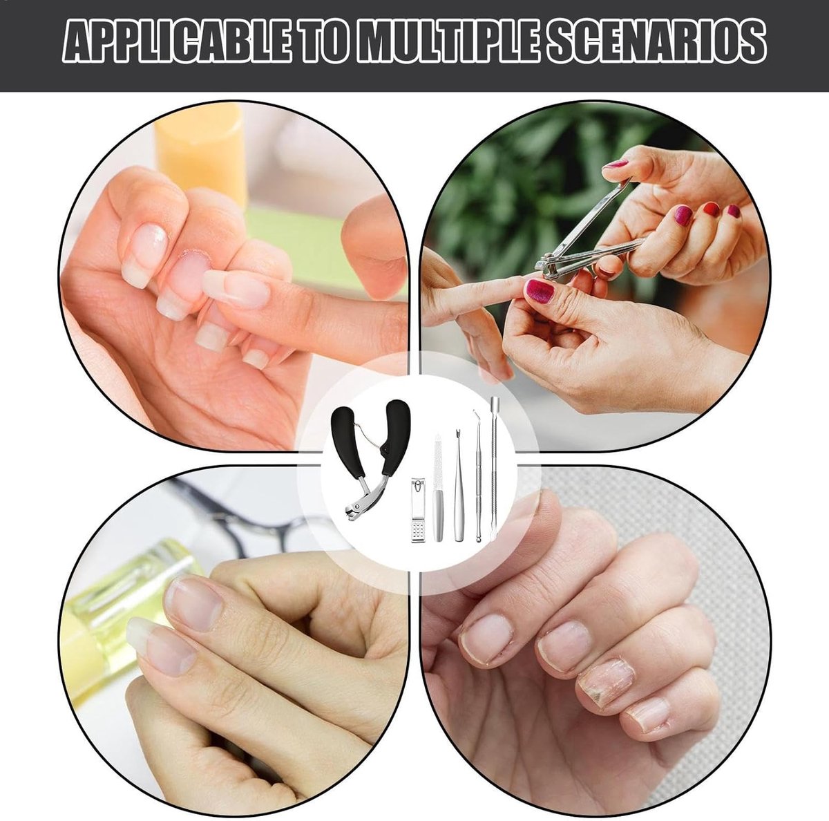 Nail Clipper Set with Nail File - Professional Nail Clipper - Nail Clipper - Toenails and Fingernails - Toenail Clipper - Nail Set for Fungal Nails - Ergonomic Design - For Thick Nails - 6 Pieces