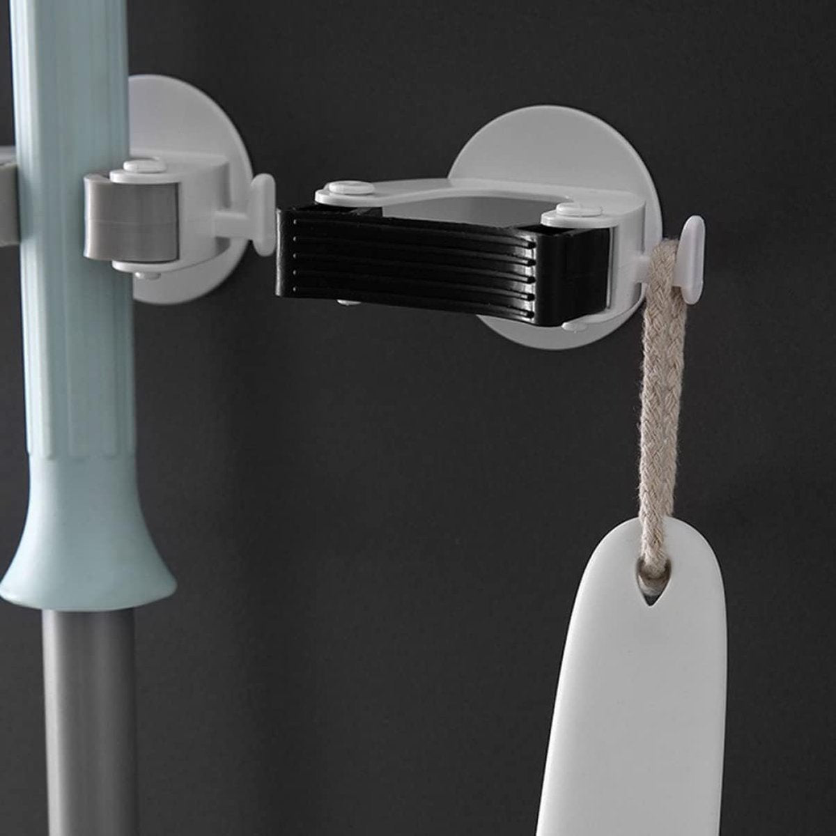 Broom Holder - 4 pieces - Self-adhesive - Broom Holder - ABS - Broom Hanging System - Broom Holder - Garden Tools - Tool Holder - White - Strong adhesion - No Drilling Required