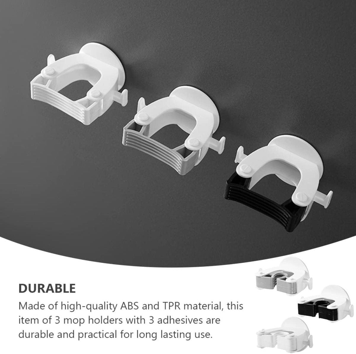 Broom Holder - 4 pieces - Self-adhesive - Broom Holder - ABS - Broom Hanging System - Broom Holder - Garden Tools - Tool Holder - White - Strong adhesion - No Drilling Required