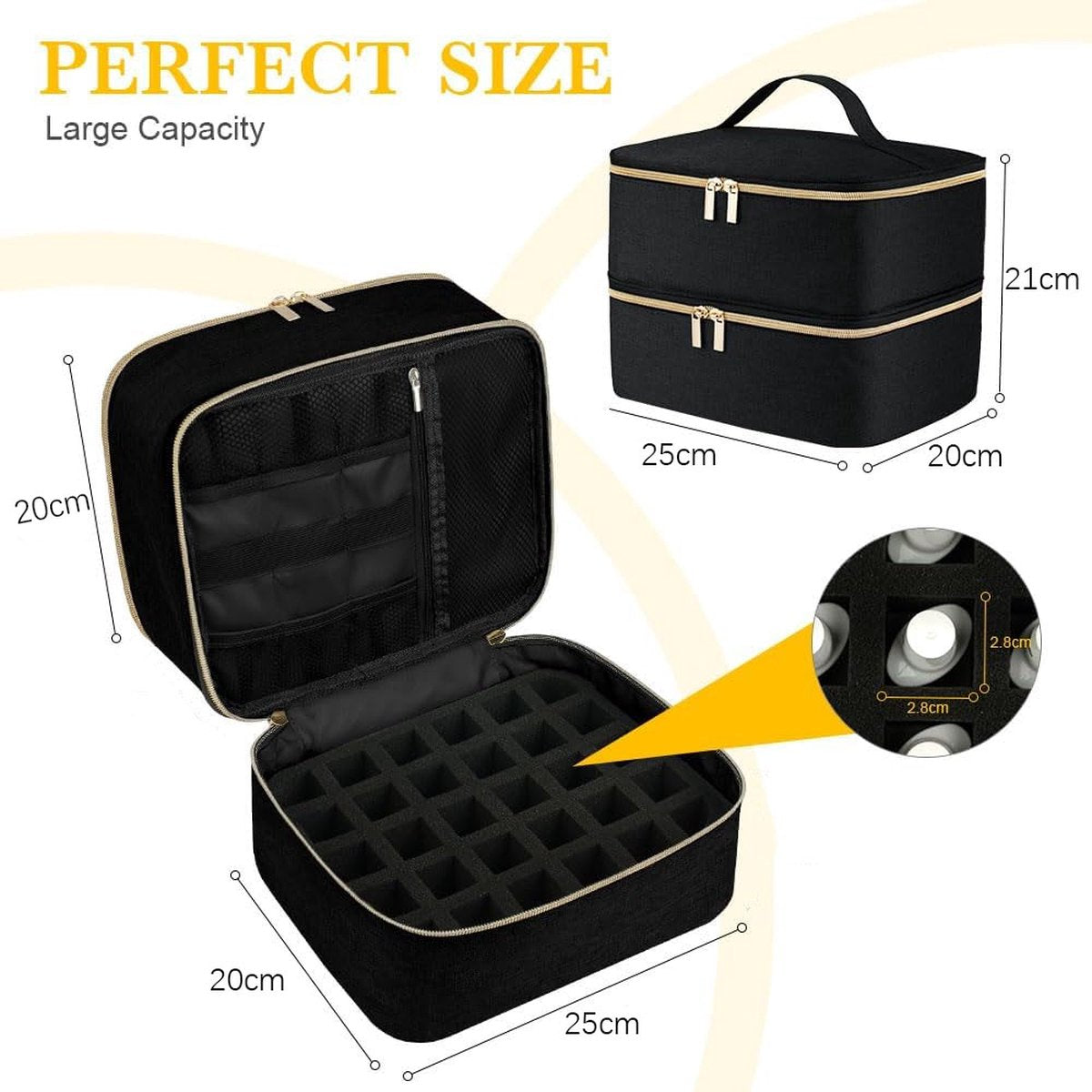 Nail Polish Case Organizer - Nail Case Bag - Nail Technician Bag - Nail Polish Carrying Case - UV Gel Polish Lamp Storage - Beauty Case - Suitable for 30 Bottles - Nail Art Storage - Nail Art - With Removable Dividers - For All Nail Polish Supplies - Purp