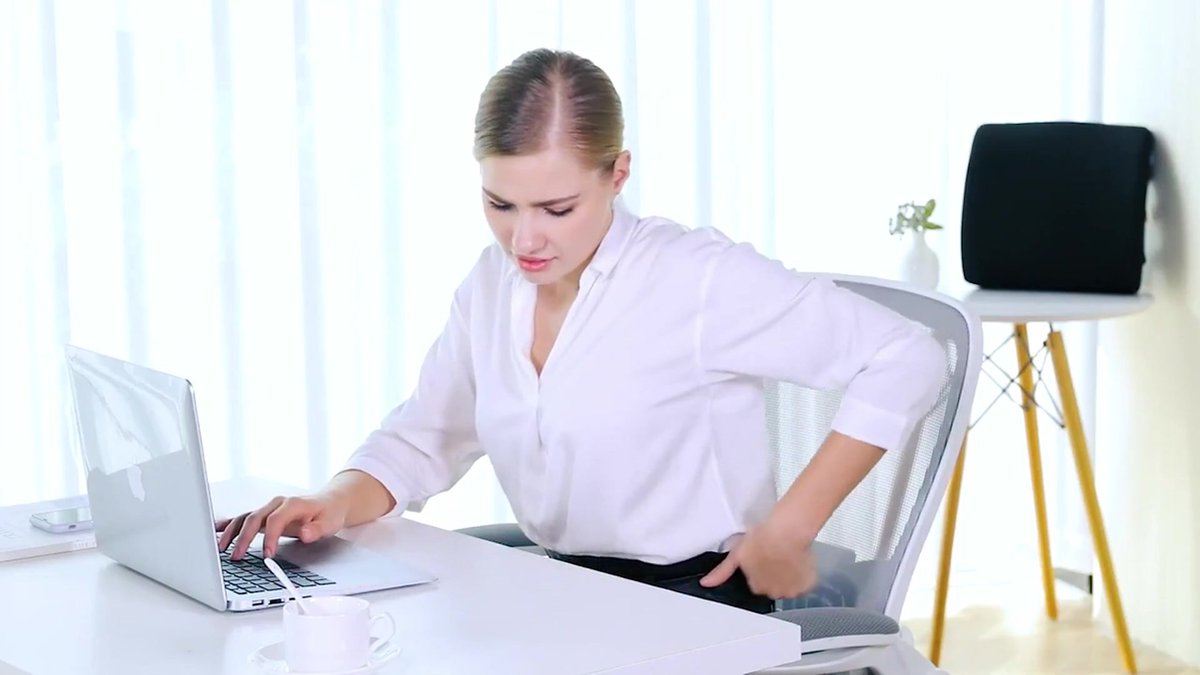 Ergonomic Lower Back Cushion - Memory Foam - Back Support - Lumbar Support - Relieve Fatigue - For Car, Office Chair, Sofa and Bed - Car Cushion - Working from Home - Blue - Back Pain & Sitting Comfort