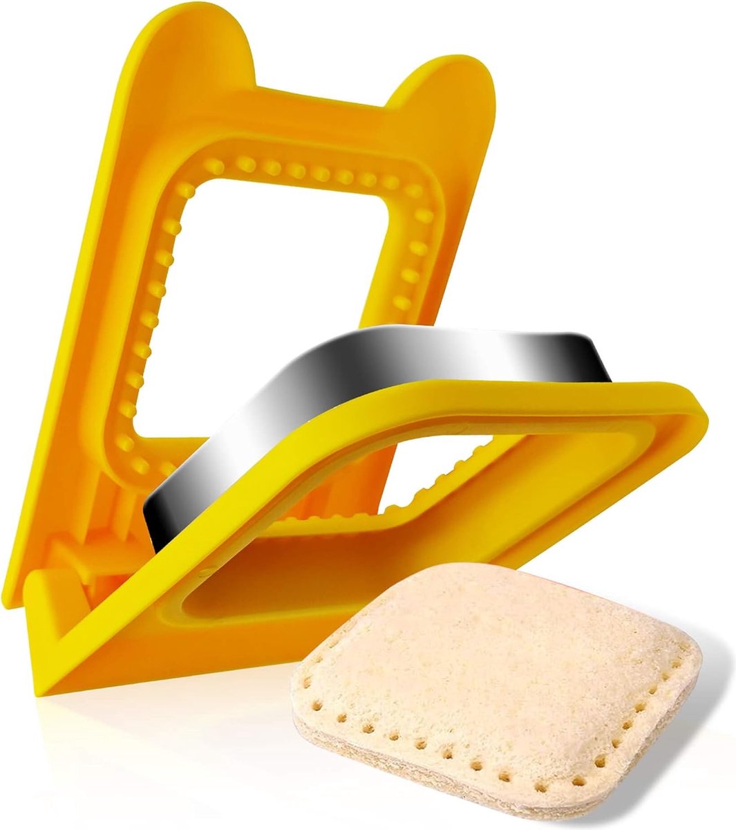 Sandwich Cutter - Sandwich Sealer - Cookie Cutters for Children - Decruster - Sandwich Tool - Sandwich Maker - Sandwich Tools - For Making Sandwiches Hamburger Cake - For Children Lunchbox - Stainless Steel - Yellow Square