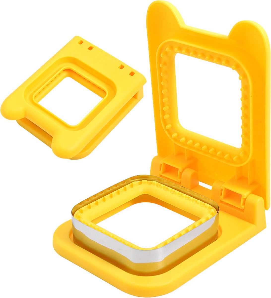 Sandwich Cutter - Sandwich Sealer - Cookie Cutters for Children - Decruster - Sandwich Tool - Sandwich Maker - Sandwich Tools - For Making Sandwiches Hamburger Cake - For Children Lunchbox - Stainless Steel - Yellow Square