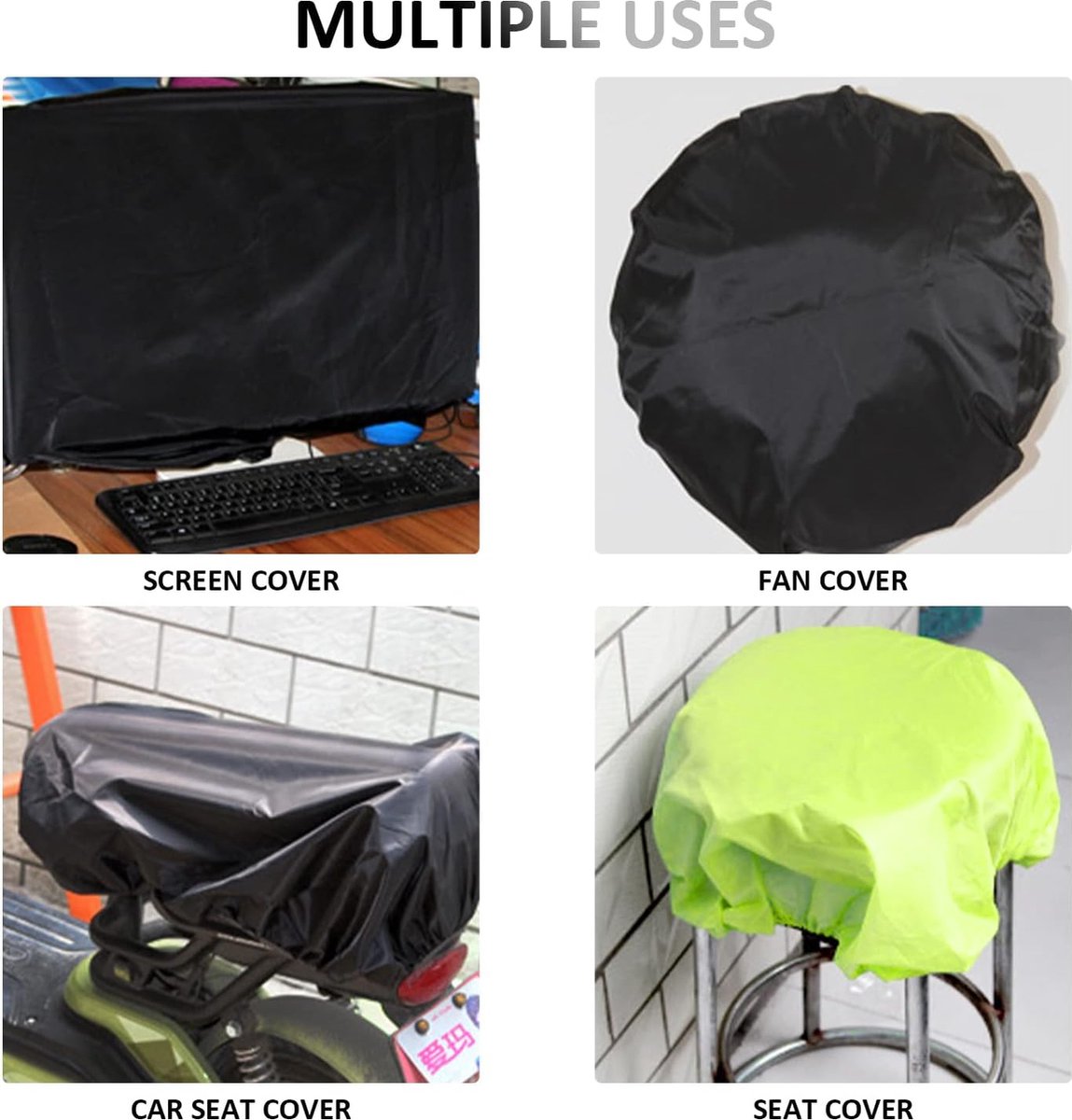 2-Piece Waterproof Backpack Cover - Reflective Rain Cover Backpack - 45 to 55 Liters - Waterproof Backpack Rain Cover - Reflective Backpack Covers in Polyester - Black & Green - Size L - Waterproof Backpack Cover for Outdoor Hiking Driving Climbing