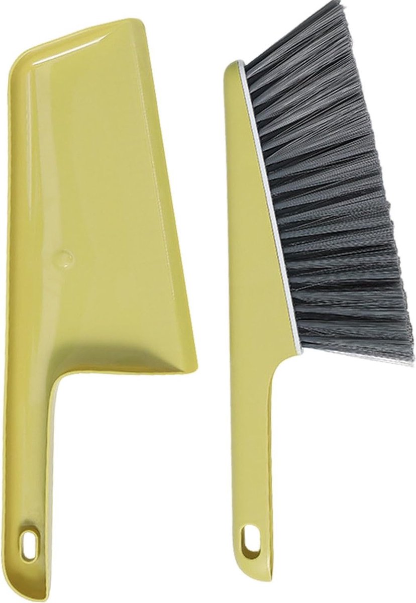 Dusting brush - Dustpan and brush - Dust brush - Bed sweeping brush - Sofa brush - Cleaning products - Household cleaning tools - With handle - For sofa, clothing, bed, duvet - Multifunctional - Plastic - Universal - Yellow