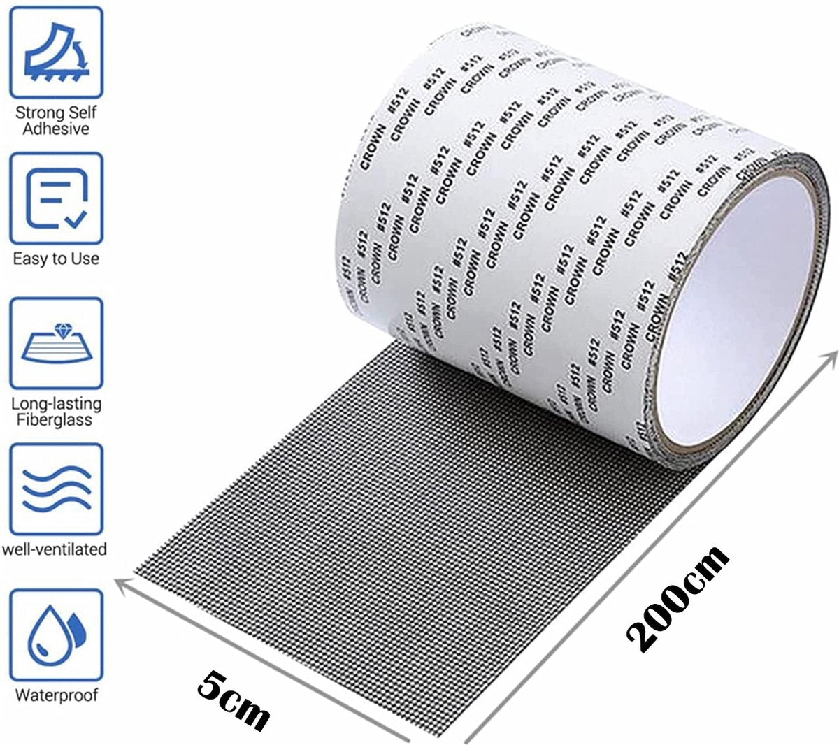 2 Pieces - Screen Repair Tape - 2M x 50mm - Mosquito Net Adhesive Tape - Window Screen Tape - Screen Repair Tape - Fly Curtain Tape - Screen Mesh Tools - For Repairing Windows and Doors - Strong Fiberglass Adhesive Tape - Window Screen Tape - Black