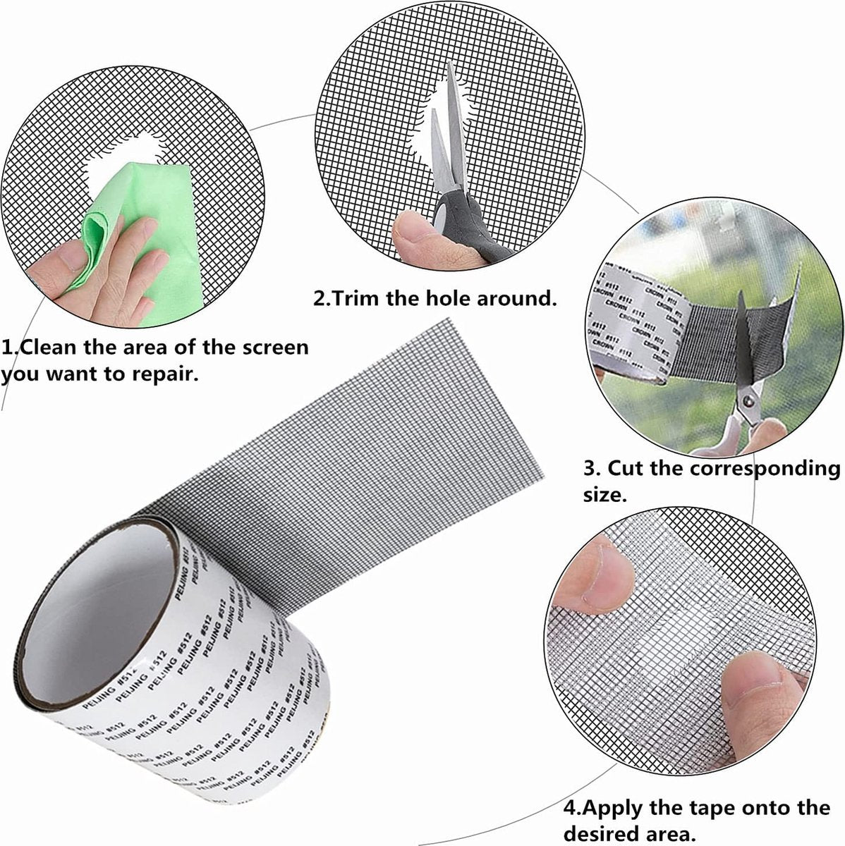 2 Pieces - Screen Repair Tape - 2M x 50mm - Mosquito Net Adhesive Tape - Window Screen Tape - Screen Repair Tape - Fly Curtain Tape - Screen Mesh Tools - For Repairing Windows and Doors - Strong Fiberglass Adhesive Tape - Window Screen Tape - Black