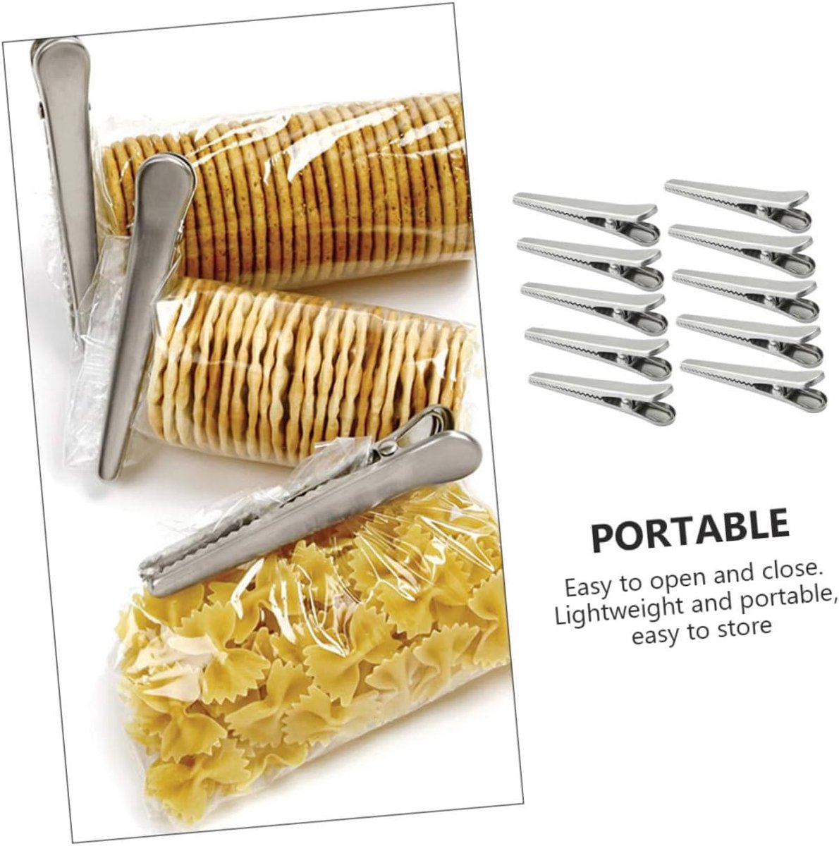 Stainless Steel Sealing Clips - Kitchen Sealing - 10 pieces - 8 cm & 11.5 cm