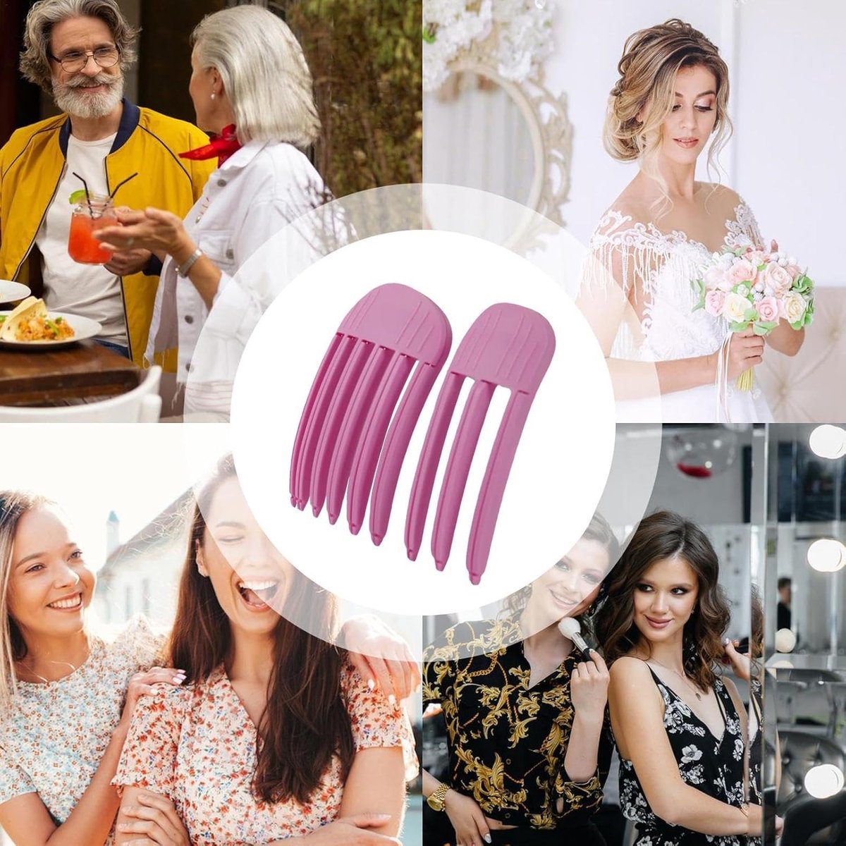 Hairdresser Hair Clips - Hair Root Clip - Sectioning Clip - Hair Clip with Artifact - Hair Root Hair Clip - Hairpin Without Traces - High Skull Top Fixed Forehead Hairpin Create Swollen Hair Roots - Pink - 2 Pieces