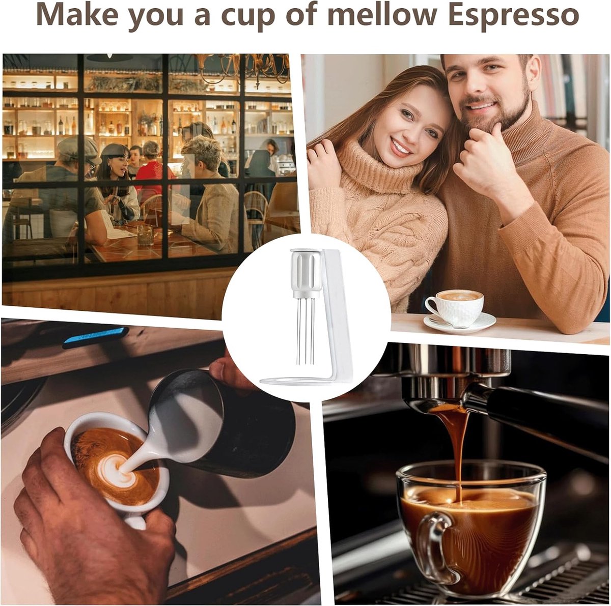 Coffee Stirrer Tool - Coffee Stirrer - Coffee Distributor - Espresso Distributor - Needle Distributor - Espresso Distribution Tool - Coffee Accessories - Stir Sticks With Stand - 6 Needles - Barista Accessories - Espresso - For Perfect Coffee Extraction -