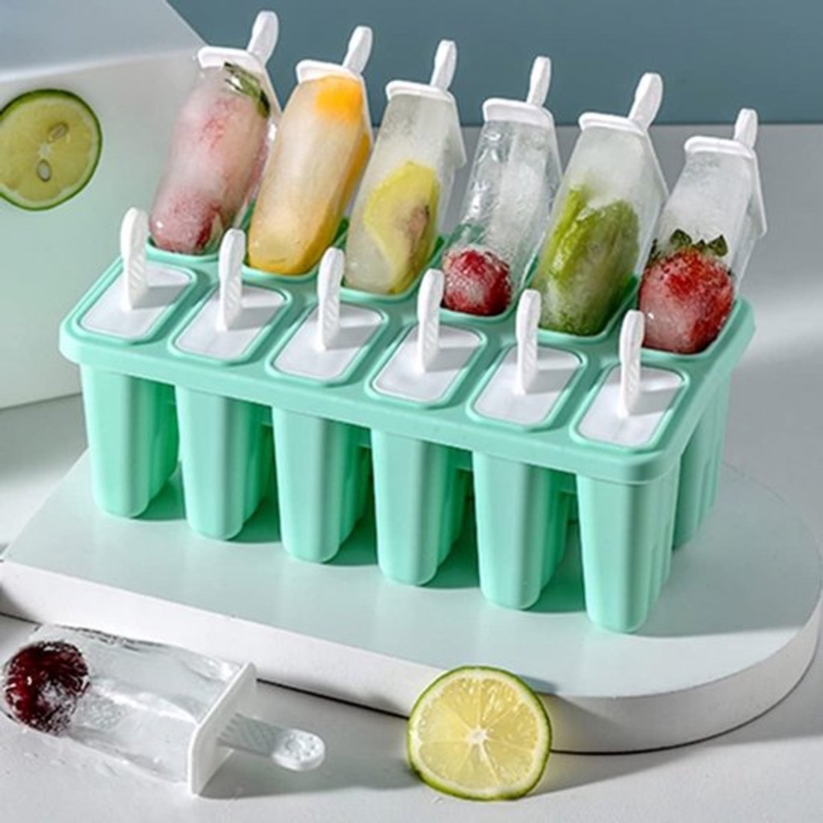 Ice Pop Molds - Ice Lolly Mold - BPA-Free - Silicone Ice Lolly Molds - 12 Ice Lolly Molds - Silicone Ice Lolly Molds - Homemade Ice Pop Mold - Ice Lolly - Reusable - Dishwasher Safe - -40 To 240 °C