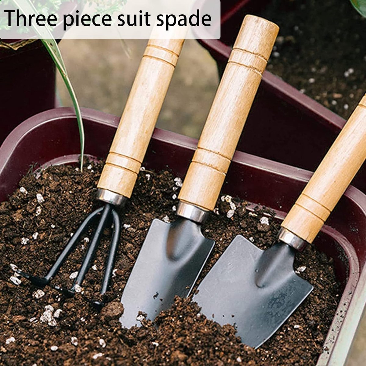 Garden Tool Set - Handy 3-piece set with small trowel for bonsai and plant maintenance