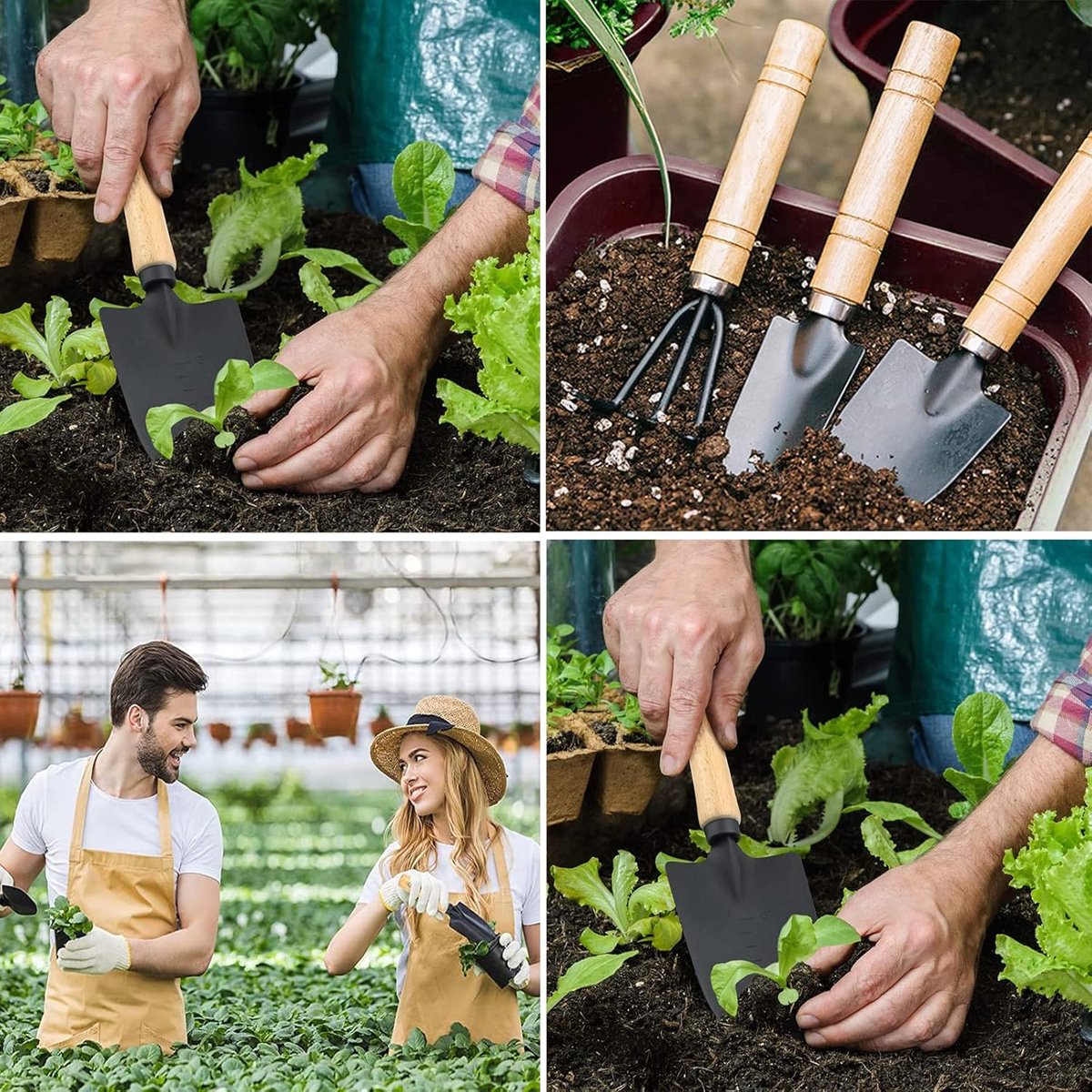 Garden Tool Set - Handy 3-piece set with small trowel for bonsai and plant maintenance