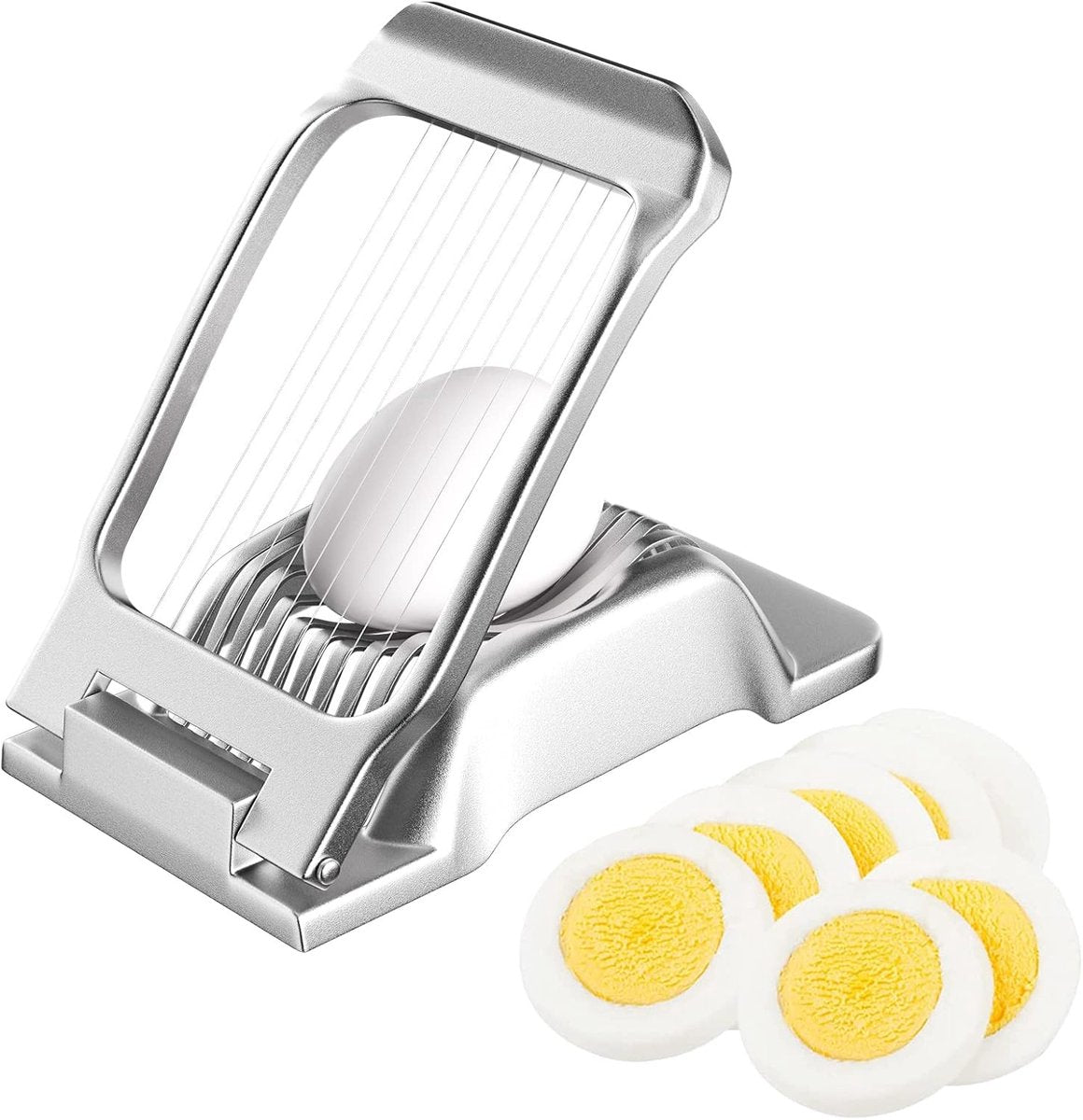 Egg slicer - Professional egg slicer - Mushroom slicer - Multifunctional - robust - Dishwasher safe - Kitchen tools - for eggs kiwis strawberries banana ham sausage - stainless steel
