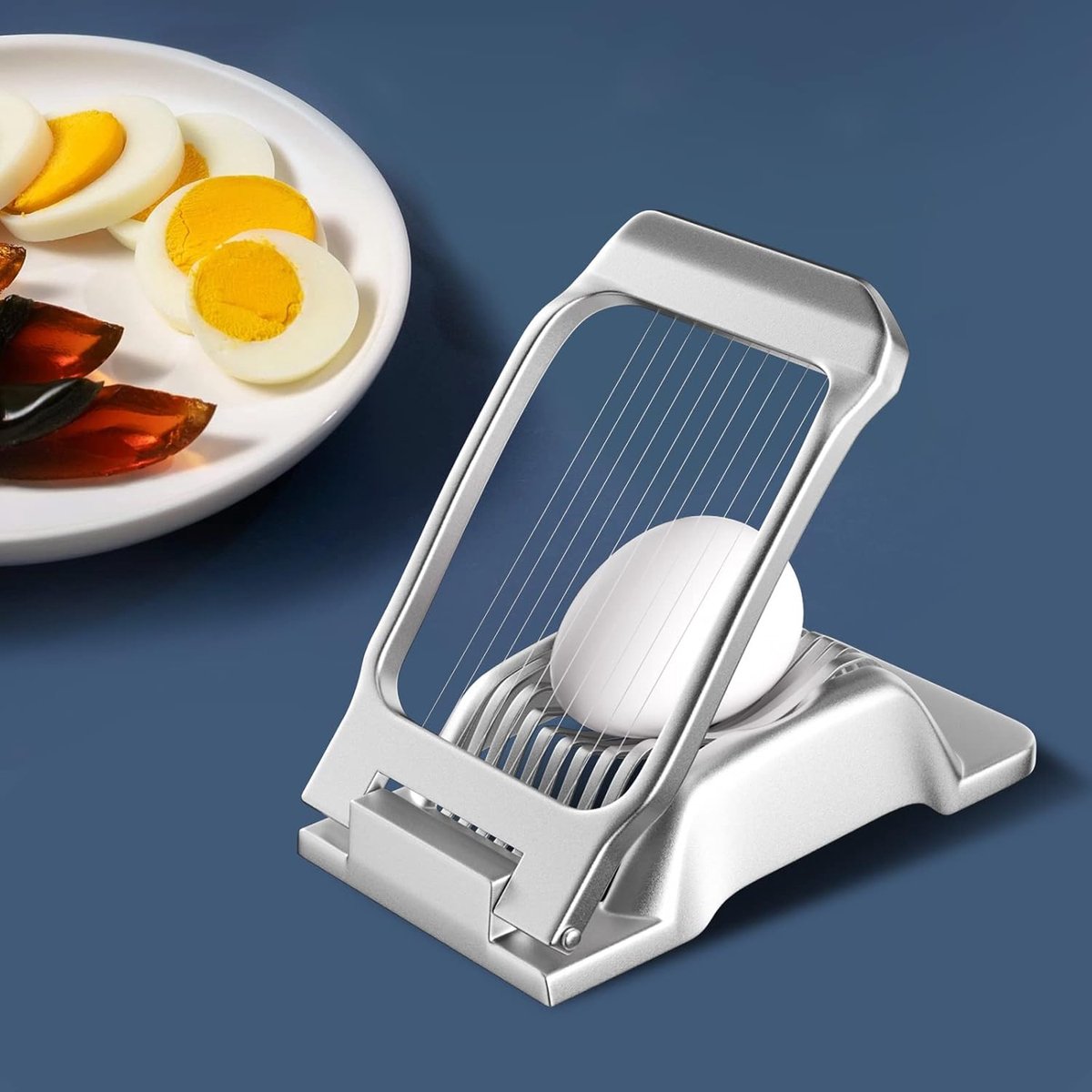 Egg slicer - Professional egg slicer - Mushroom slicer - Multifunctional - robust - Dishwasher safe - Kitchen tools - for eggs kiwis strawberries banana ham sausage - stainless steel