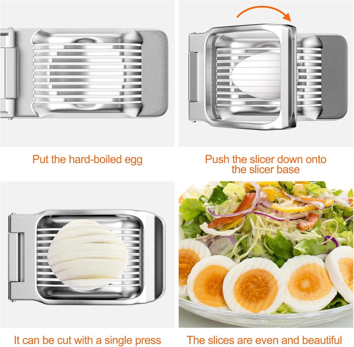 Egg slicer - Professional egg slicer - Mushroom slicer - Multifunctional - robust - Dishwasher safe - Kitchen tools - for eggs kiwis strawberries banana ham sausage - stainless steel