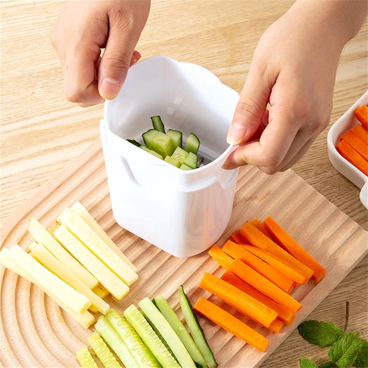 French Fry Cutter - Rapid Vegetable Dicer Manual Hand - 5.3 X 3.7 X 3 Inch - Potato Tool Food Chopper Apple Slicer Veggie Cutter for Potatoes Carrots Cucumbers