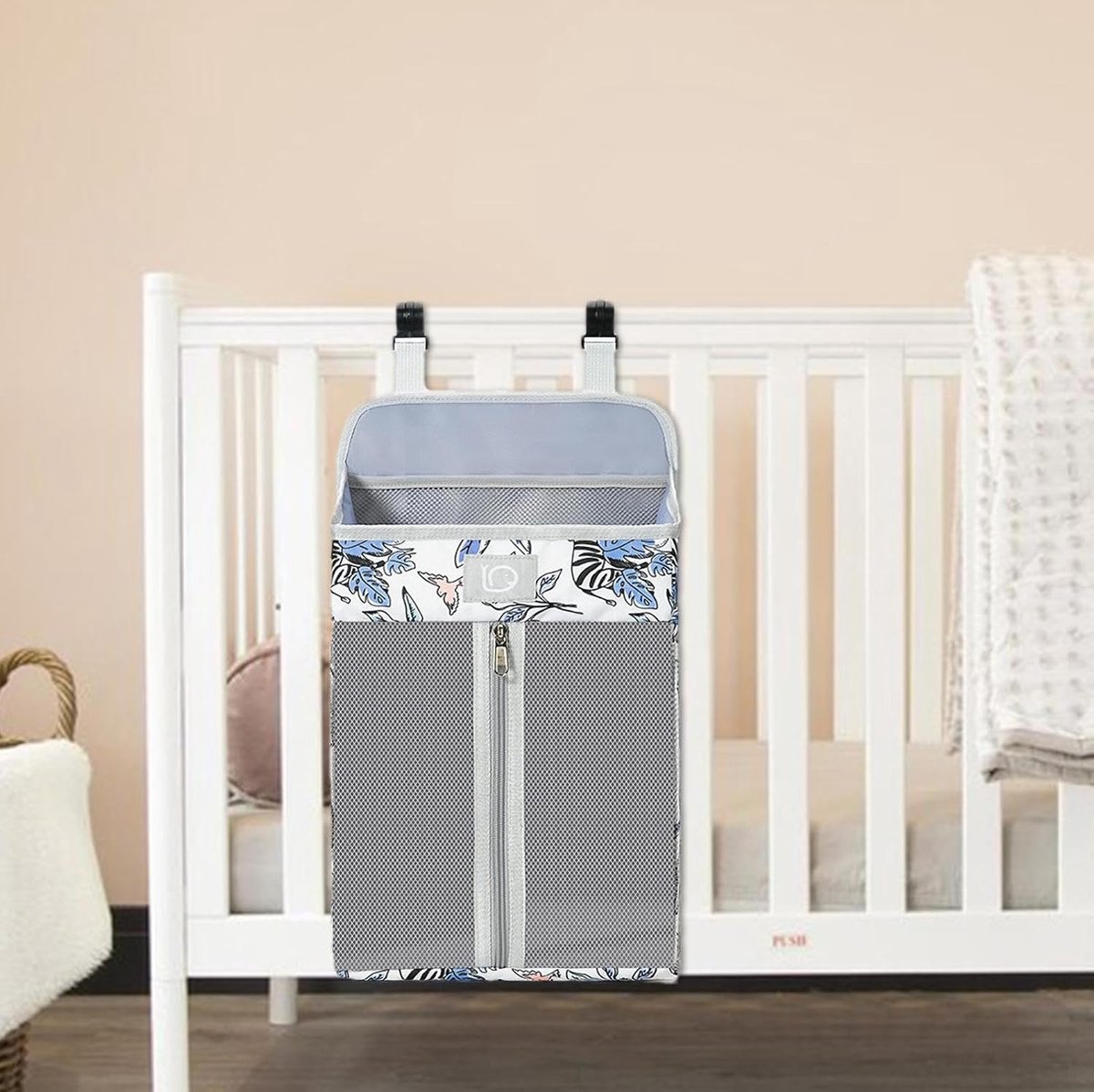 Diaper Bag - 2 Pieces - Changing Table Basket - Diaper Basket - Hanging Diaper Box for Babies - Large Changing Table - Diaper Organizer - Toy Basket - For Baby Bottle Tissue - For Crib/Child/Nursery/Travel/Car - For Nursery Accessories - 43x26x18cm