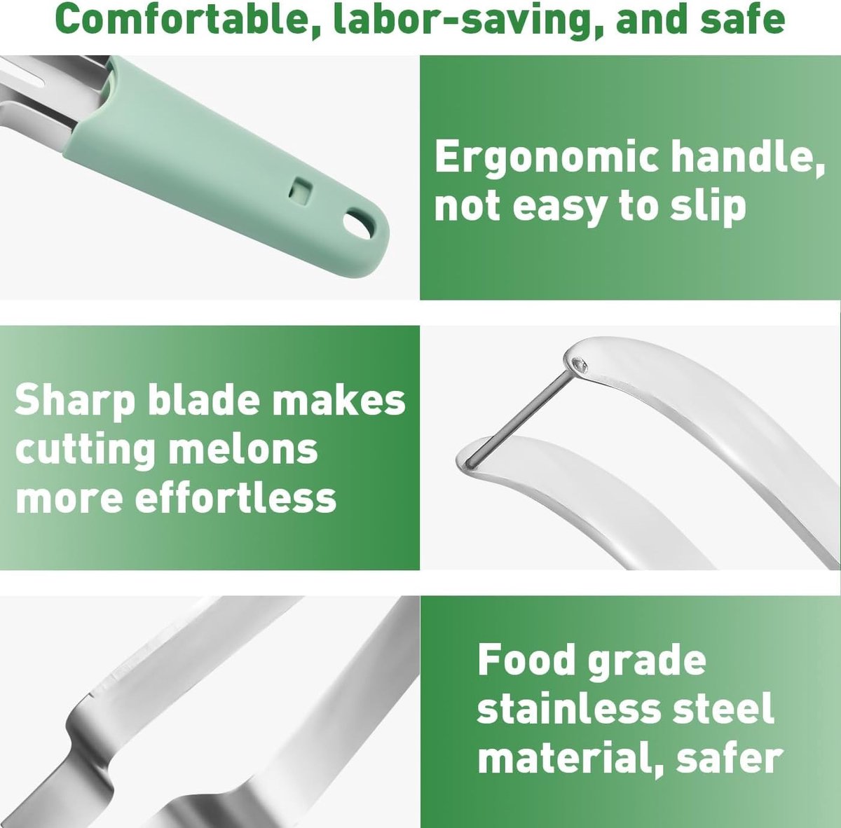 3 In 1 Melon Slicer - Fruit - Cutting - Stainless Steel - Durable - Knife - Fruit Slicer - Fruit Decoration - Small Knife - Toolsformen - Multifunctional Fruit Knife - Portable - For Watermelon / Mango / Melon