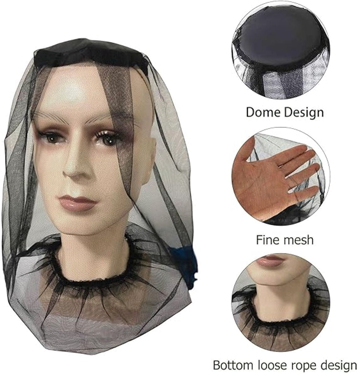 Pieces - Head Net - Anti-mosquito head net - Face protection - Bee hat - Anti-mosquito head net - Beekeeper's hat - Mosquito net - Mosquito head net