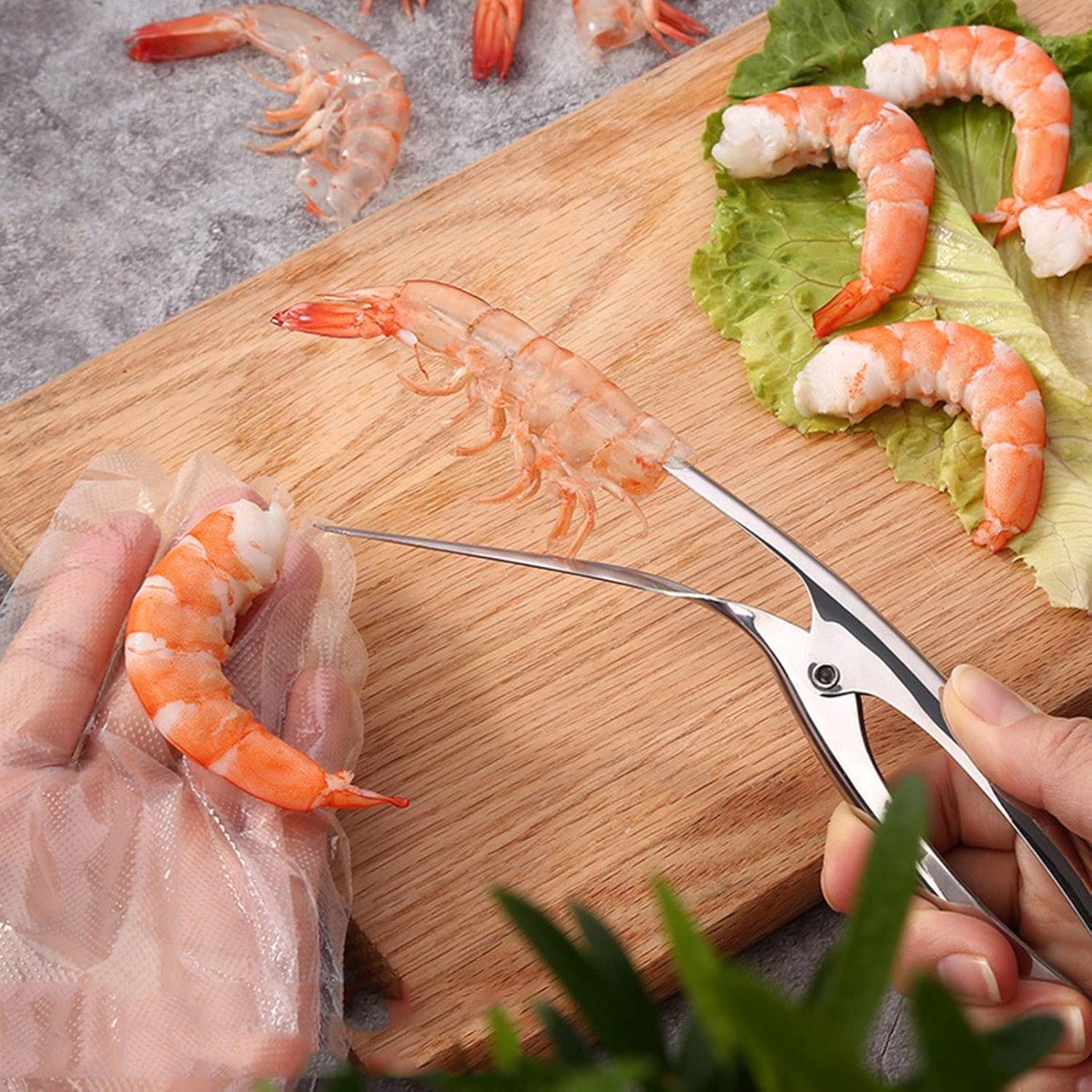 Kitchen tongs - Portable kitchen tongs - Professional grill tongs - High-quality barbecue tongs - Shrimp peeler - Shrimp peeler - Shellfish peeler - Cleaning shrimp - Gamba tongs - Scampi tongs - Shrimp stripping tool