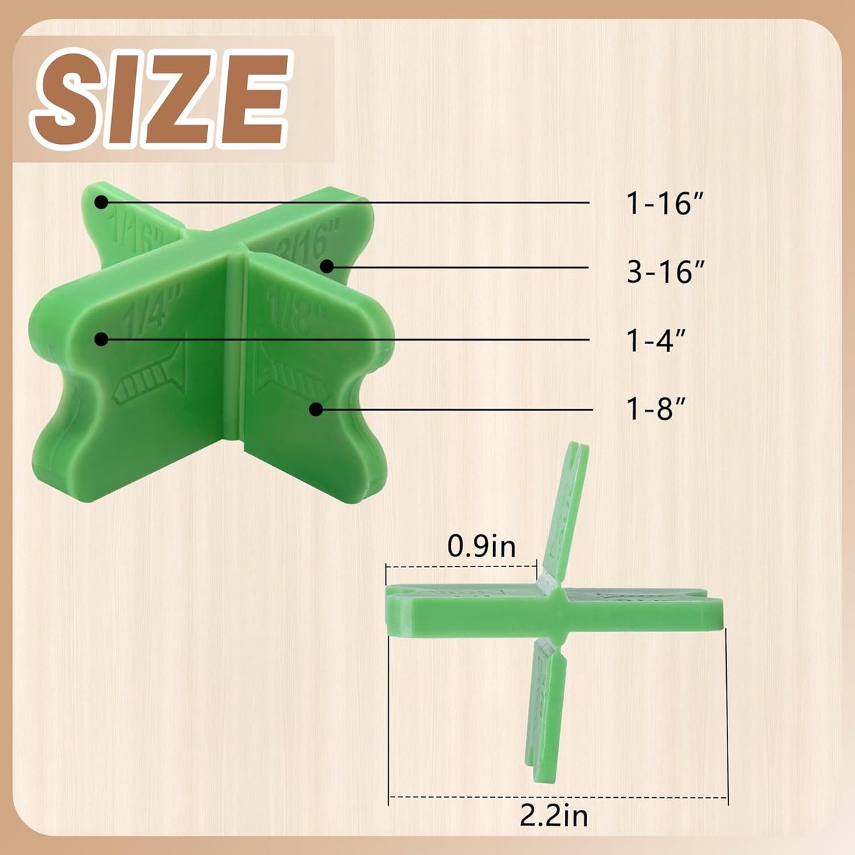 8 pieces - ABS deck spacers - 1/16", 1/8", 3/16", 1/4" - green deck spacers - for pressure-treated composite decks