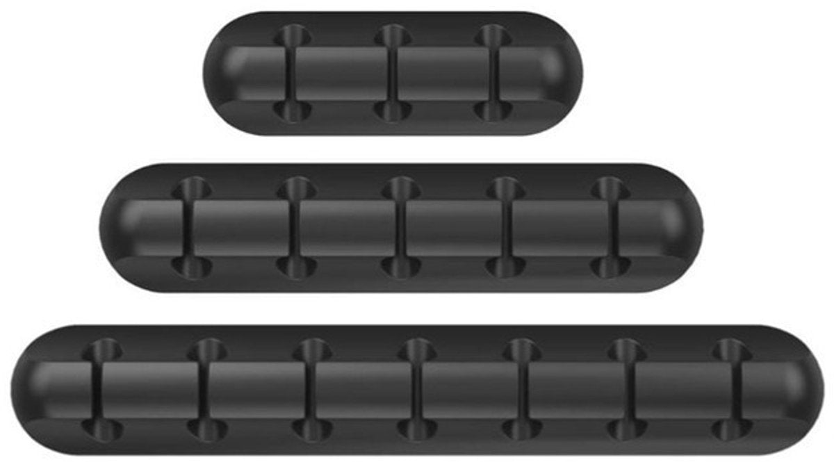 Black cable organizer - Cable net holder - Self-adhesive cable clip - Cable holder - USB cable fastening system - Cable holder - for USB charging cables, power cables, mouse cables, PC, office - 3-pack