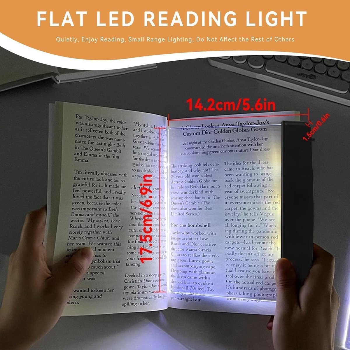 reading light for book - reading light - bookmark Book lamp - reading light for in bed - flat reading light - flexilight reading light - Battery operated (Requires 3 AA batteries, not included) - Suitable for reading in the evening - White