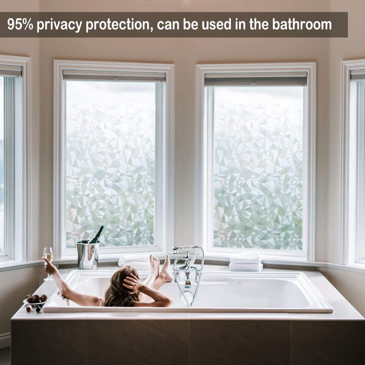 Window Film - Self-Adhesive Window Film - Window Privacy Film - Frosted Glass - Privacy Film - Sun Protection & Insulating - Privacy - Glue-free adhesive film for windows and bathroom - 45 x 200 cm