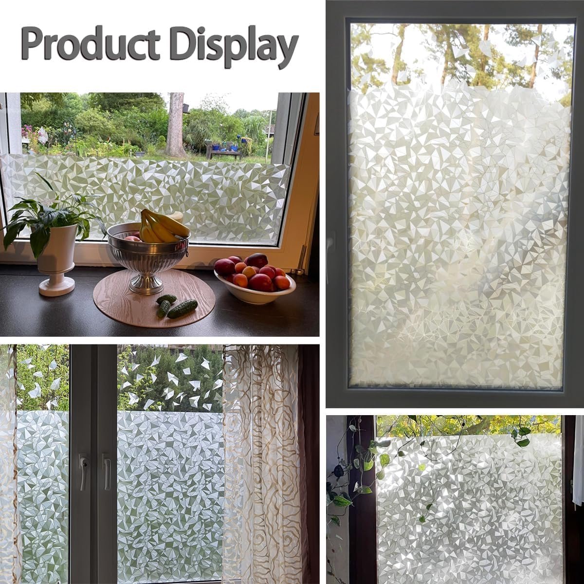 Window Film - Self-Adhesive Window Film - Window Privacy Film - Frosted Glass - Privacy Film - Sun Protection & Insulating - Privacy - Glue-free adhesive film for windows and bathroom - 45 x 200 cm