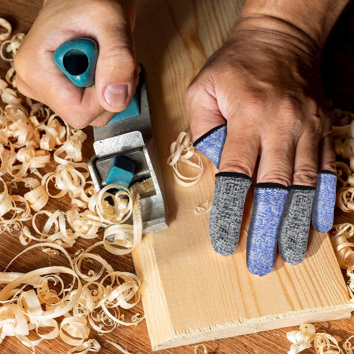 Finger Protectors - 40 Pieces - Cut-Resistant Thimbles - Finger Condoms - Thimbles - Reusable Finger Protectors - Finger Protection Against Cutting - Safety Tool - for Kitchen Work, Sculptures, Stained Glass Projects - Grey, Blue