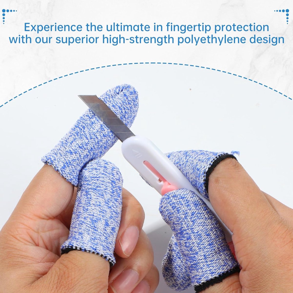 Finger Protectors - 40 Pieces - Cut-Resistant Thimbles - Finger Condoms - Thimbles - Reusable Finger Protectors - Finger Protection Against Cutting - Safety Tool - for Kitchen Work, Sculptures, Stained Glass Projects - Grey, Blue
