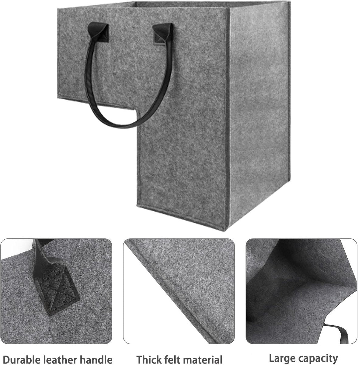 Stair Organizer Basket - Stair Basket - L-shaped Foldable Stair Basket - Storage Bag - Felt Stair Basket - Laundry Basket - Toy Basket - Household Items - for Laundry, Toys - 42*42*25.5 cm - Grey