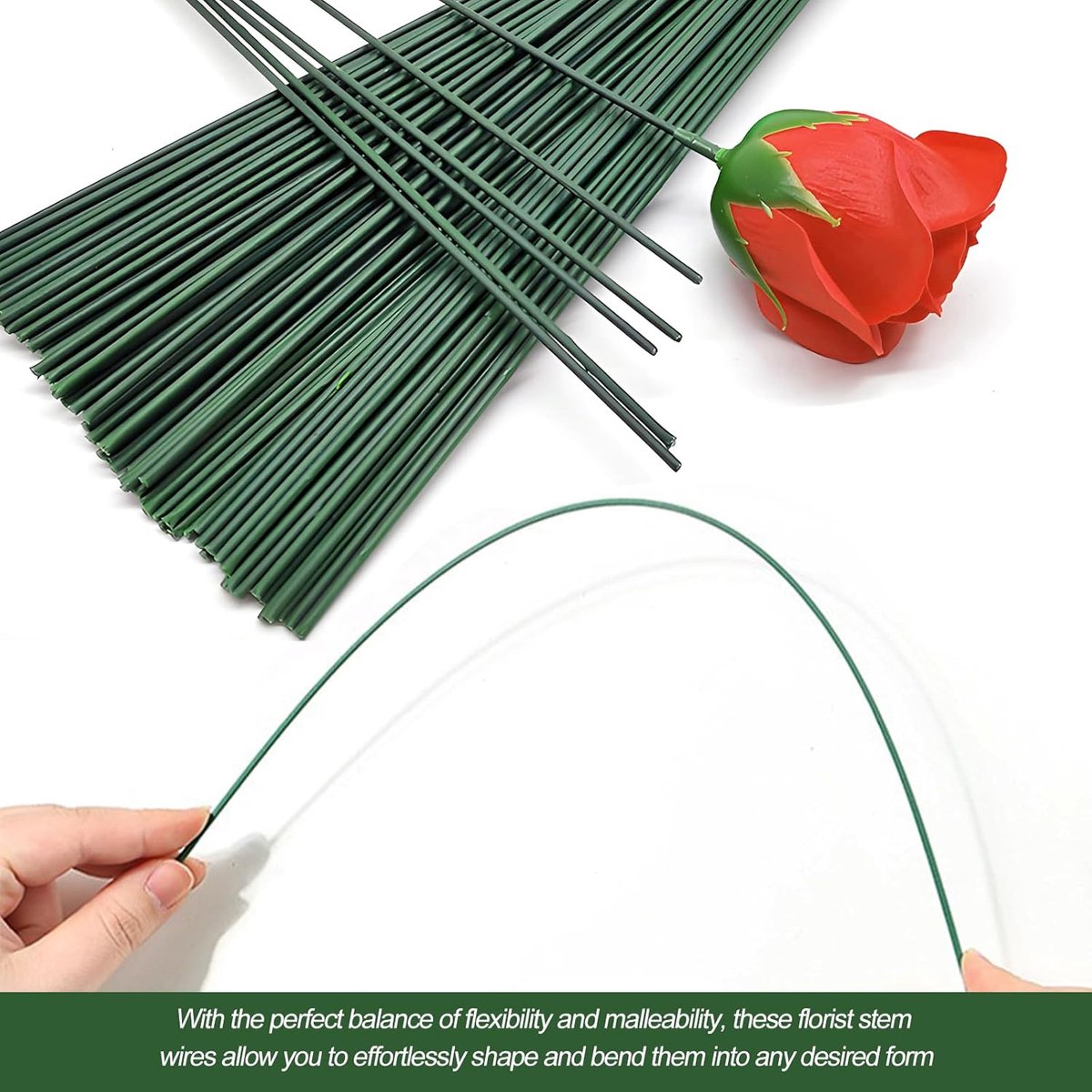 50 pieces - Floral wire - 30 cm * 2 mm - Flower stem - Flower arranging tools - Flexible floral wire stems - Plant accessories - DIY crafts - for bouquets, flower arrangements and dried flowers - greenery