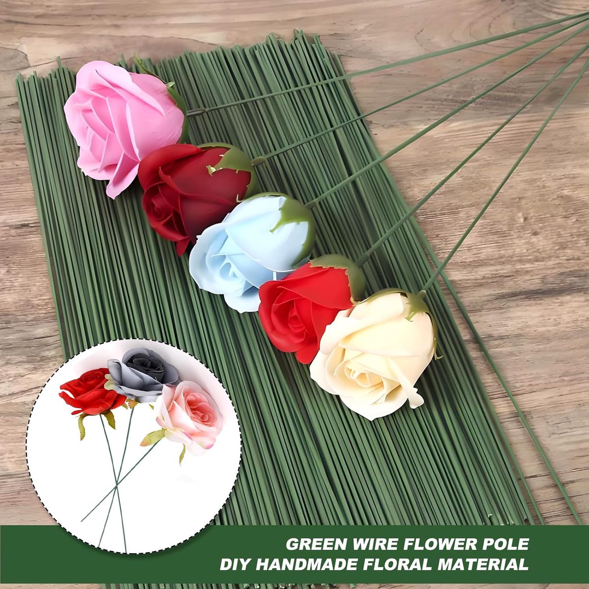 50 pieces - Floral wire - 30 cm * 2 mm - Flower stem - Flower arranging tools - Flexible floral wire stems - Plant accessories - DIY crafts - for bouquets, flower arrangements and dried flowers - greenery