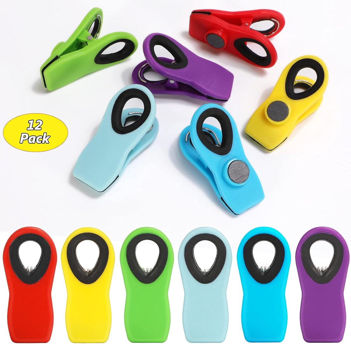 12 Pieces Food Clips - Sealing Clips - Sealing Clamps - Food Clips - Food Clips - Magnetic Clip - Fridge Magnetic Clip - Food Clips - Small Clip - Sturdy Sealing Clips - Snack Clip - for sealing food bags, sealing clips for bags