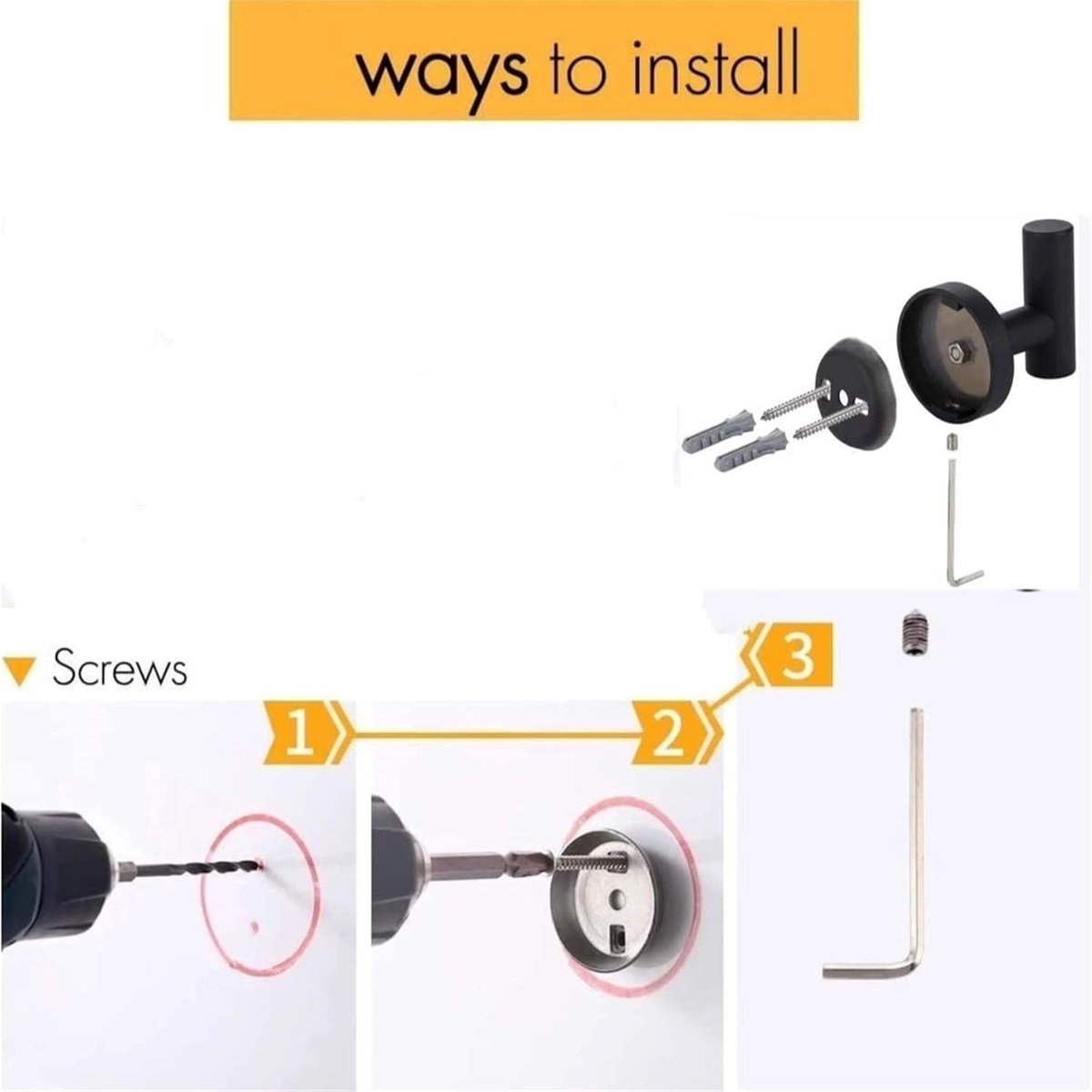 2 pieces - Towel hook - Hanging hooks - Hanging hooks - Bathroom towel hooks - Key hook - Clothes hook - Hat hook - Wall hooks - stainless steel hook - with screws - for bathroom, kitchen, garage, home, hotel, office - 5.5*6 cm - black